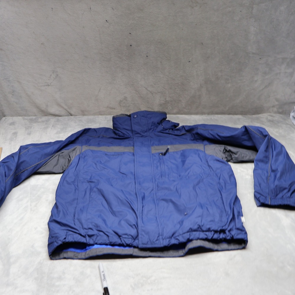 Columbia Jacket Mens Large Blue Removable Fleece Liner Winter Ski Outdoor 3in1